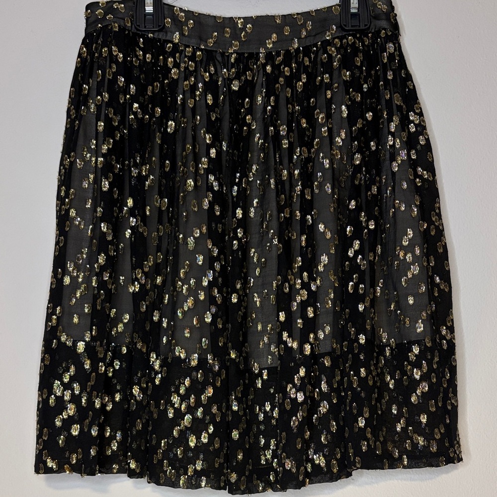 Kate Spade Black and Gold A-Line Skirt Size 4 excellent condition